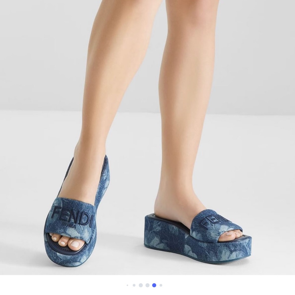 Fendi Denim Blue Platform Sandals